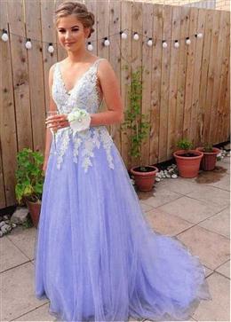 Picture of Light Purple Tulle Long Formal Gown, New Fashionable Prom Dresses